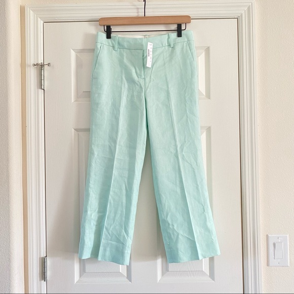 J Crew | Stretch Linen Blend Cropped Peyton Pants Size 6P - Picture 2 of 5